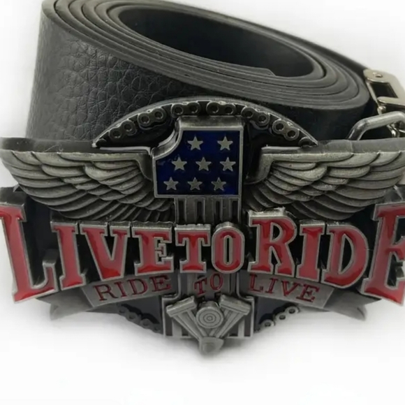 New Live To Ride Ride To Live biker belt buckle - Picture 5 of 6